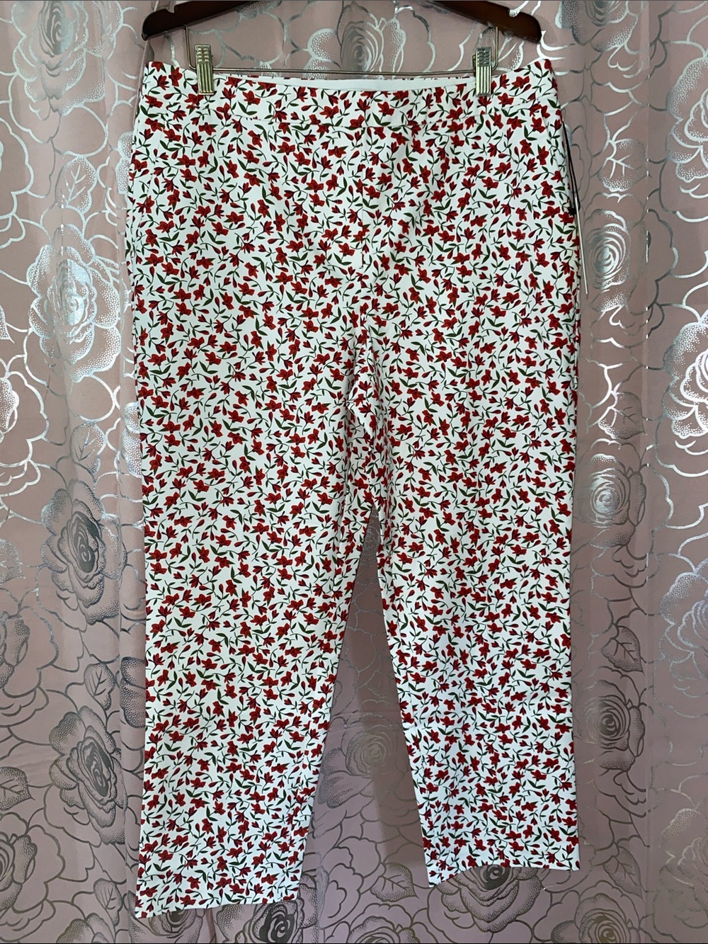 Rachel Zoe Floral Print Straight Leg Cropped Pants Size XL NWT